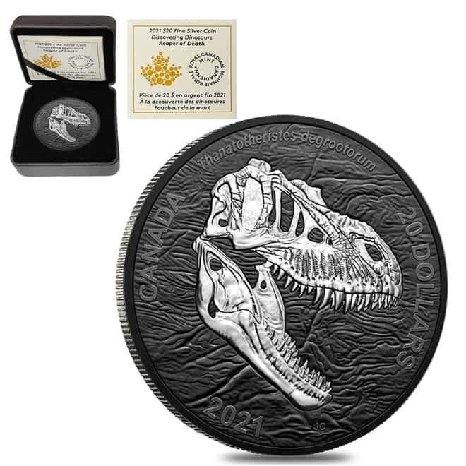 2021 Canada 1 oz Silver Discovering Dinosaurs Reaper of Death Coin .9999 Fine (w/Box & COA)