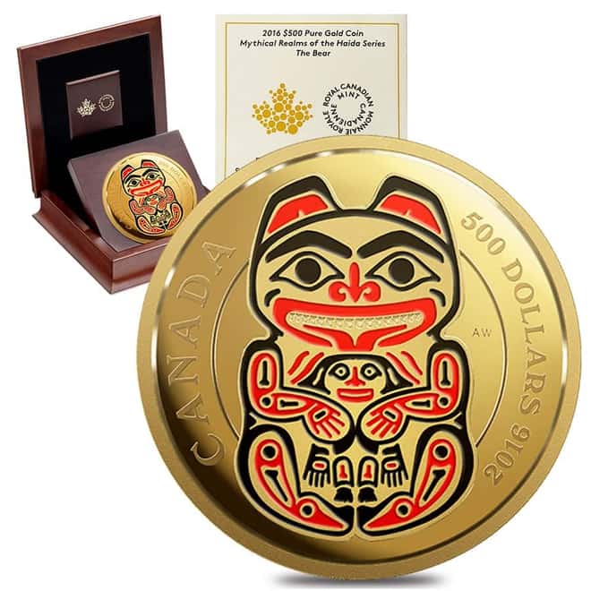 2016 Canada 5 oz Gold Mythical Realms of the Haida - The Bear Coin (w/Box & COA)