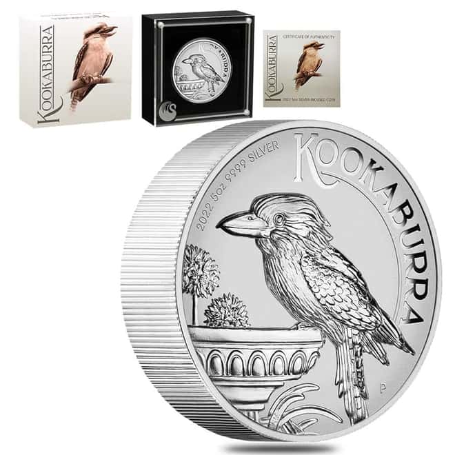 2022 5 oz Incused Silver Australian Kookaburra Perth Mint .9999 Fine (w/Box & COA)