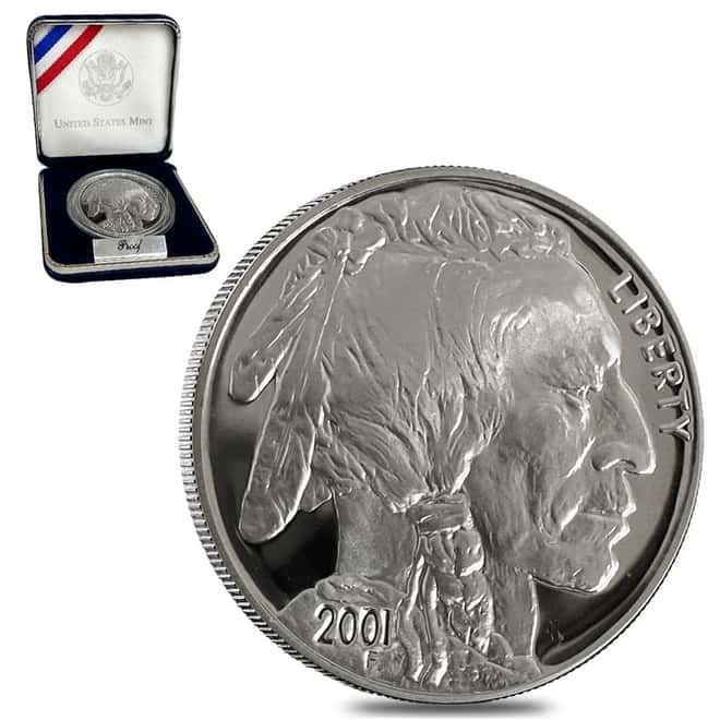 2001-P Proof Silver American Buffalo $1 Coin (w/ Box)