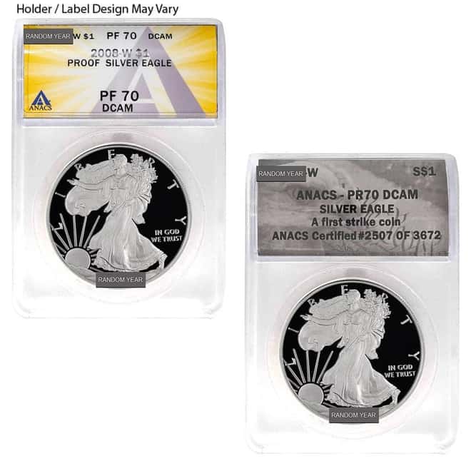 1 oz Proof Silver American Eagle ANACS PF 70 (Random Year)
