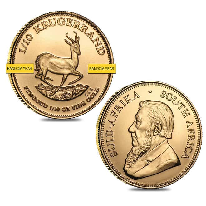 1/10 oz South African Krugerrand Gold Coin (Random Year)