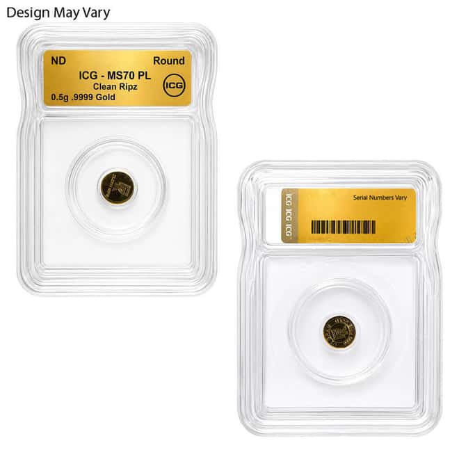 1/2 Gram Generic Gold Round ICG MS/PF 70