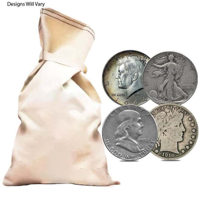 $500 Face Value Bag - 1000 Coins - 90% Silver Half Dollars 50c (Circulated, Random Design)