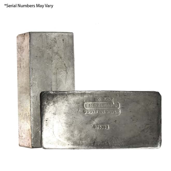 100 oz Engelhard Silver Vintage Bar .999+ Fine (2nd Series 6-digit Serial Variation)