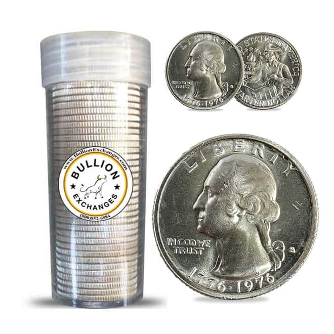 $10 Face Value 1976 Bicentennial Washington Quarter 40% Silver 40-Coin Roll (Avg Circ)
