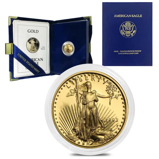 1993-P 1/10 oz $5 Proof Gold American Eagle (w/Box & COA)