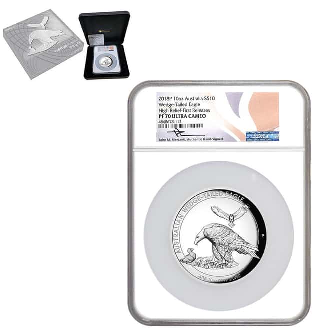 2018 10 oz Proof Silver Australian Wedge-Tailed Eagle Perth Mint NGC PF 70 UCAM (John M. Mercanti)