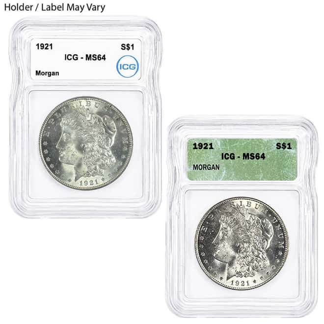 1921 Morgan Silver Dollar $1 ICG MS 64