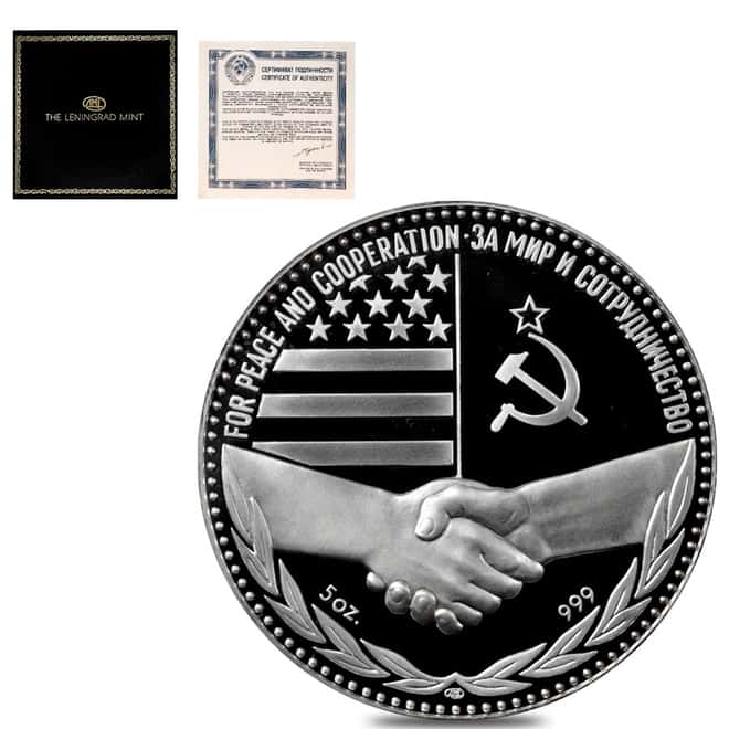 1987 Russia USSR 5 oz Defence of Nature Proof Silver Medal (w/Box & COA)