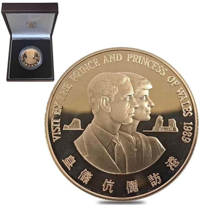 1989 1.4 oz The Royal Visit to Hong Kong Proof Gold Medal (w/Box & COA)