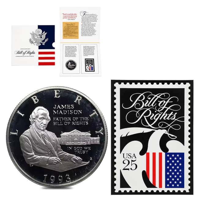 1993 Bill of Rights Commemorative Silver Coin & Stamp Set