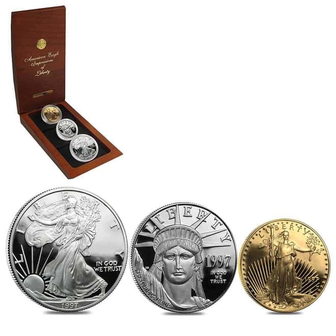 1997 Proof Gold/Platinum/Silver Impressions of Liberty 3-Coin Set (w/Box)