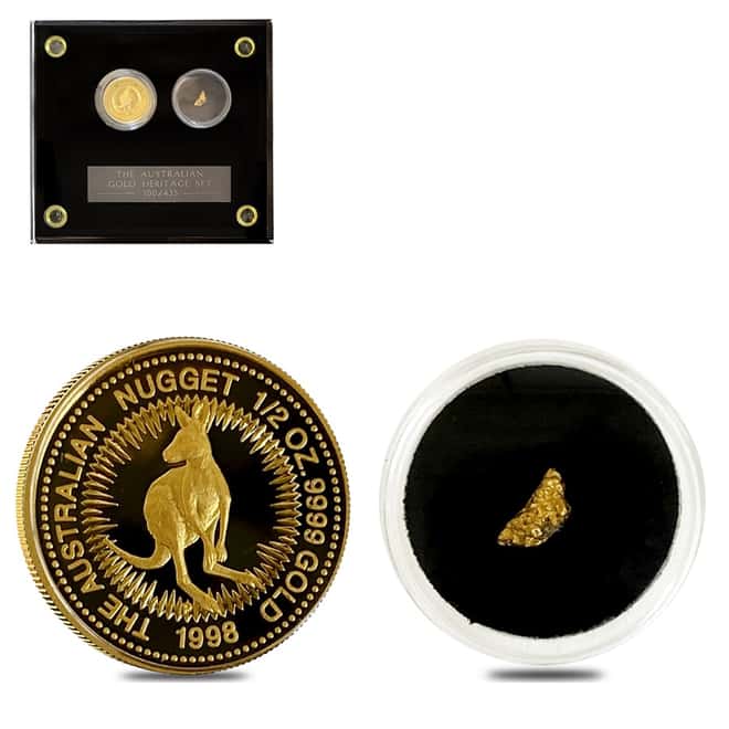 1998 Australia 1/2 oz Kangaroo and Nugget Proof Gold Heritage Set (w/Box)