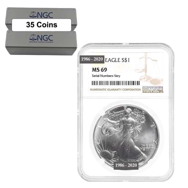 1986-2020 1 oz Silver American Eagle 35-Coin Set NGC MS 69 (w/Box)