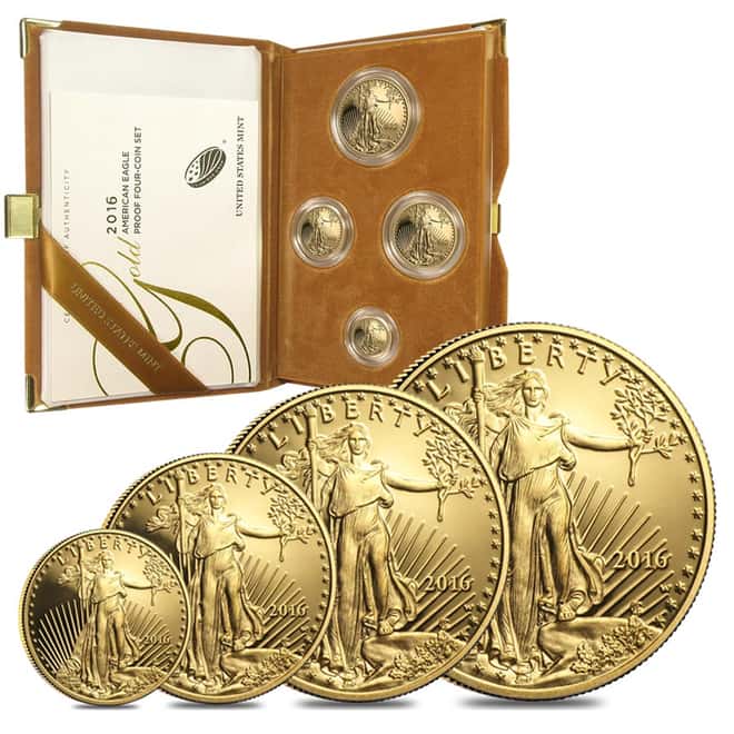 2016-W 4-Coin Proof Gold American Eagle Set (w/Box & COA)