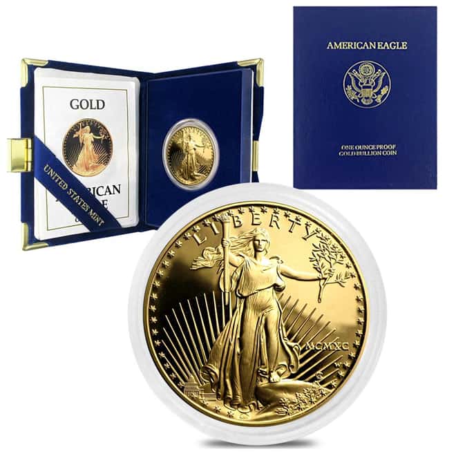 1990-W 1 oz $50 Proof Gold American Eagle (w/Box & COA)