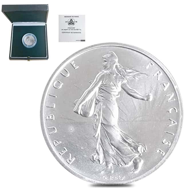 1 Franc Silver France Coin w/Box & COA (Random Year)