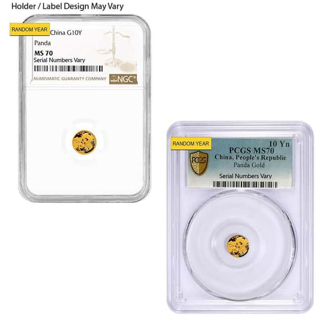 1 Gram Chinese Gold Panda NGC / PCGS MS 70 (Random Year)