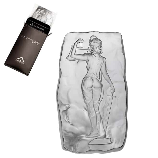 1 Kilo Argentia Lady Justice High Relief Silver Bar .9999 Fine
