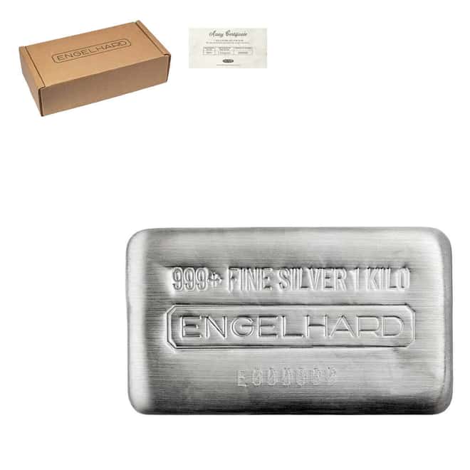 New - 1 Kilo Engelhard Cast Silver Bar .999+ Fine