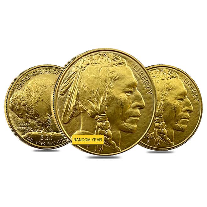 1 oz Gold American Buffalo $50 Coin (Abrasions, Random Year)