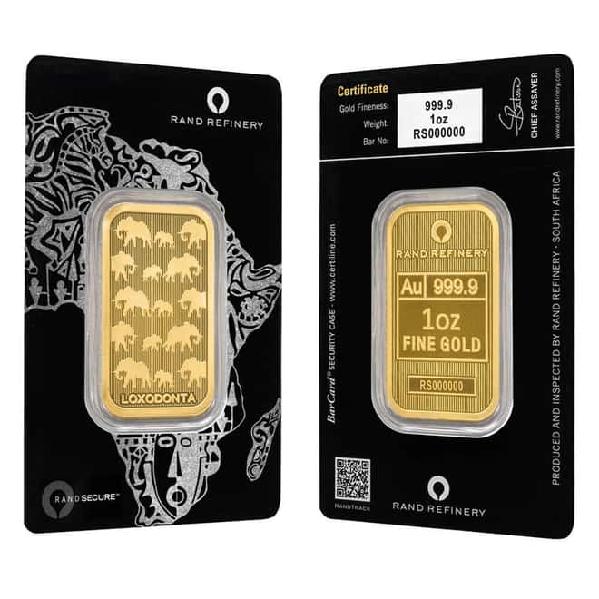1 oz Rand Refinery Gold Bar .9999 Fine (Africa Assay)