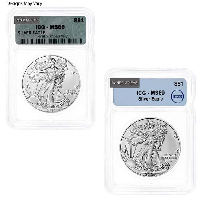 1 oz Silver American Eagle ICG MS 69 (Random Year)