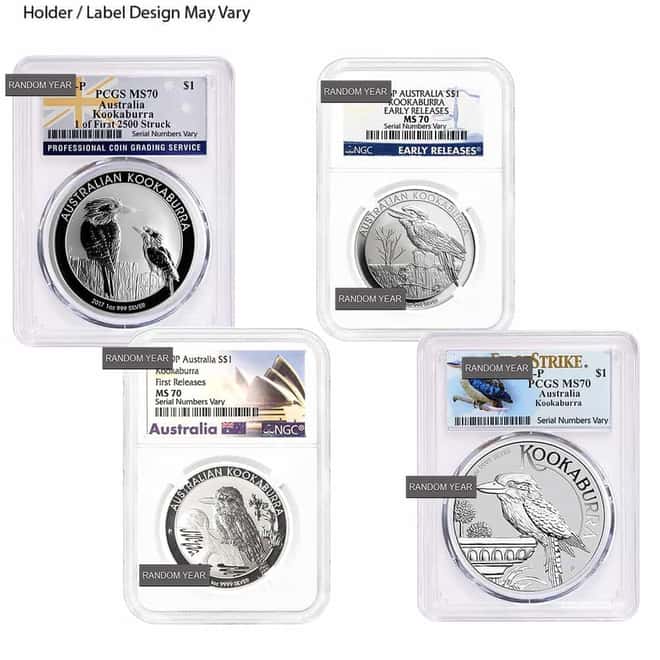1 oz Silver Australian Kookaburra Perth Mint NGC/PCGS MS 70 (Random Year)