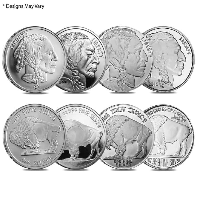 Roll of 20 - 1 oz Silver Buffalo Design Generic Rounds .999 Fine