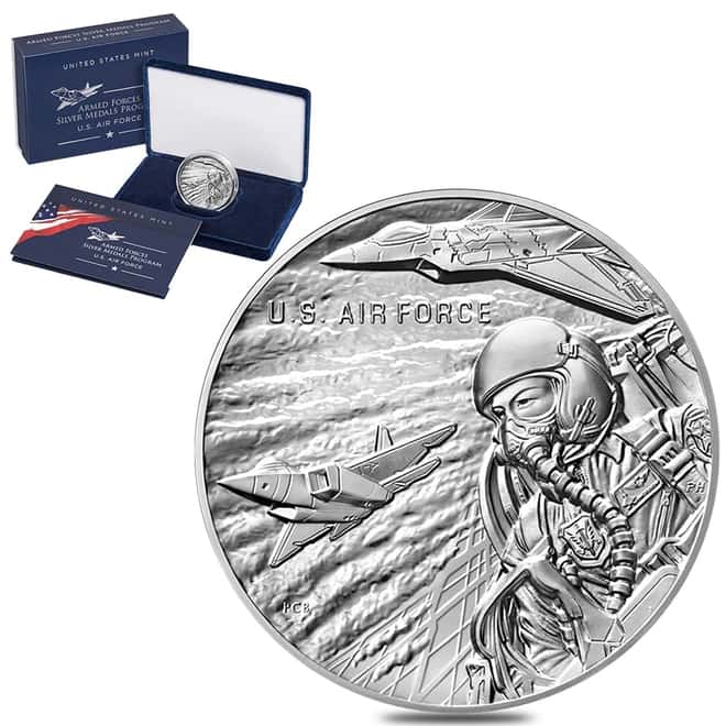 2.5 oz US Air Force Silver Medal (w/Box & COA)