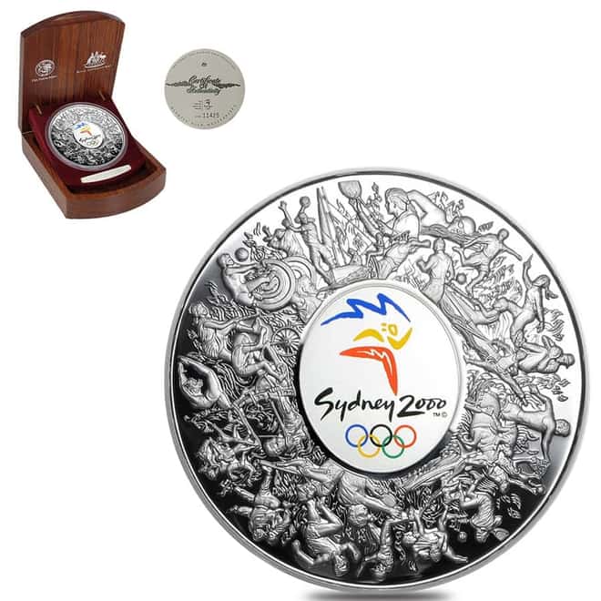 2000 Australia 1 Kilo Proof Silver Sydney Olympics Coin .999 Fine (w/Box & COA)