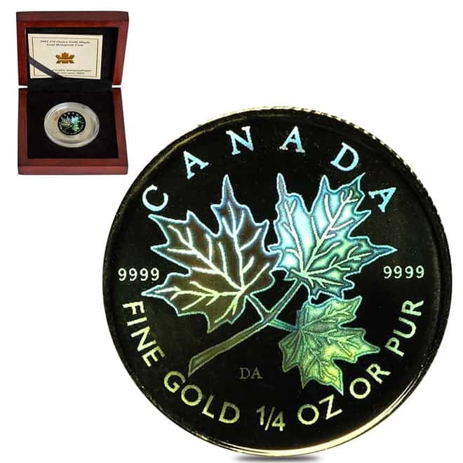 2001 1/4 oz Canadian Gold Maple Leaf $10 Hologram Coin