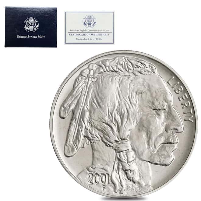 2001-D Silver American Buffalo $1 Comm. BU (w/Box & COA)