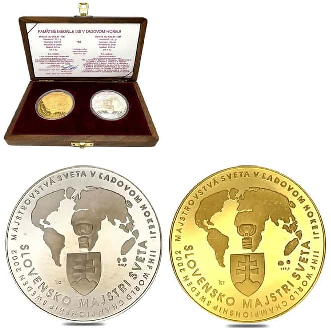 2002 Slovakia Gold/Silver Ice Hockey World Championship 2-Medal Set