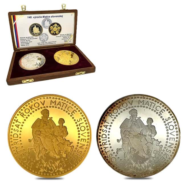 2003 Slovakia 140th Ann. of Matica Slovak Gold/Silver 2-Medal Set