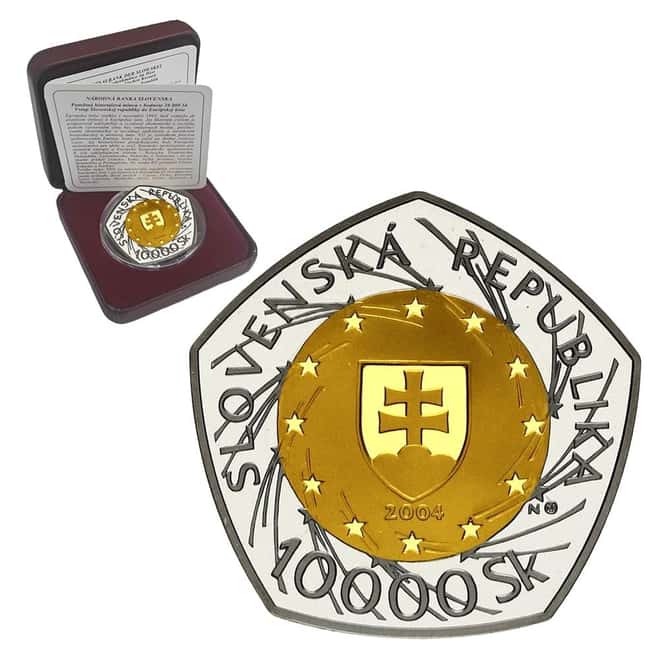 2004 Proof Gold/Palladium Bimetallic 10000 Slovak Crown Coin