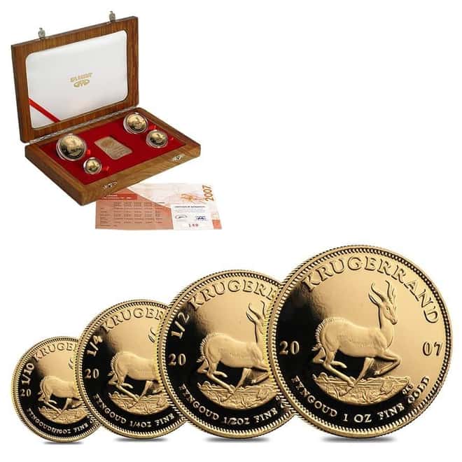 2007 South Africa 1.85 oz Proof Gold Krugerrand 40th Ann. 4-Coin Set