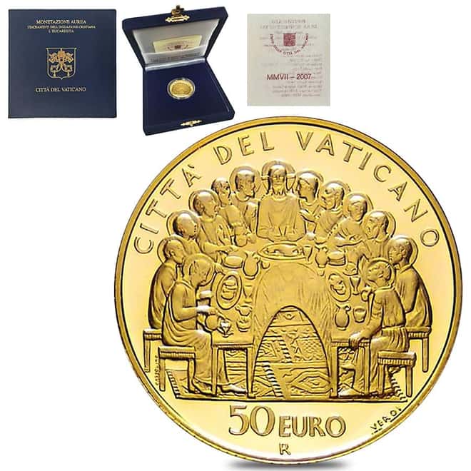 2007 Vatican City Pope Benedict XVI 50 Euro Proof Gold Coin