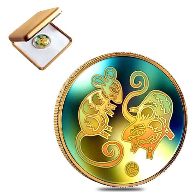 2008 Canada 0.285 oz Gold Lunar Year of the Rat Holographic Coin (w/Box & COA)