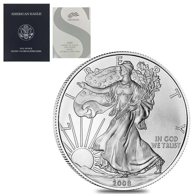 2008-W 1 oz Burnished Silver American Eagle $1 Coin (w/Box & COA)