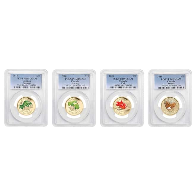 2010 Canada Four Seasons Colorized Gold 4-Coin Set PCGS PF 69 DCAM