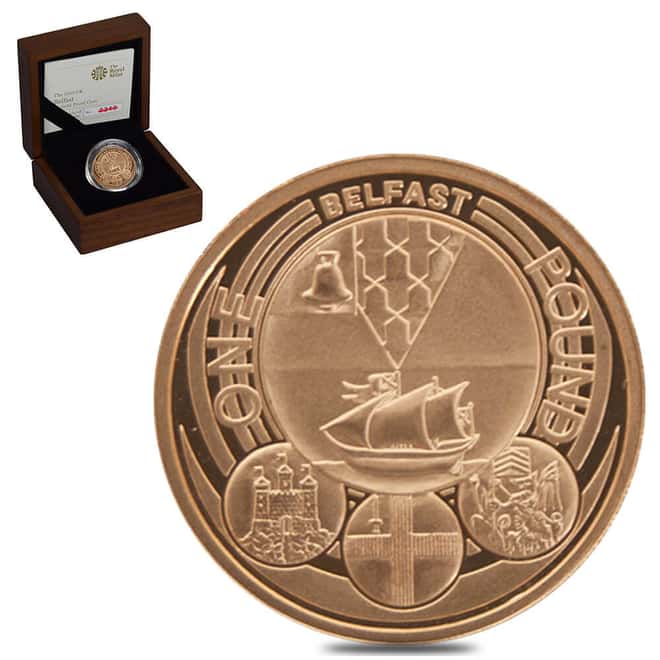 2010 Great Britain 1 Pound Belfast Proof Gold Coin