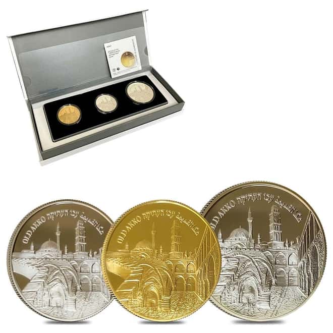 2010 Israel Gold/Silver Akko - Unesco World Heritage Sites 3-Coin Set (w/Box & COA)