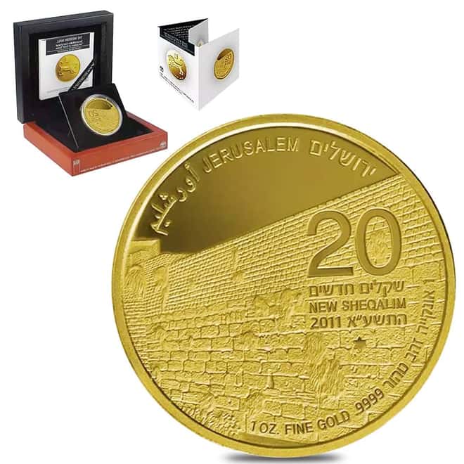 2011 Israel 1 oz The Western Wall Gold Coin BU .9999 Fine