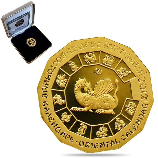 2012 1/4 oz Kazakhstan Proof Lunar Dragon 500 Tenge Gold Coin
