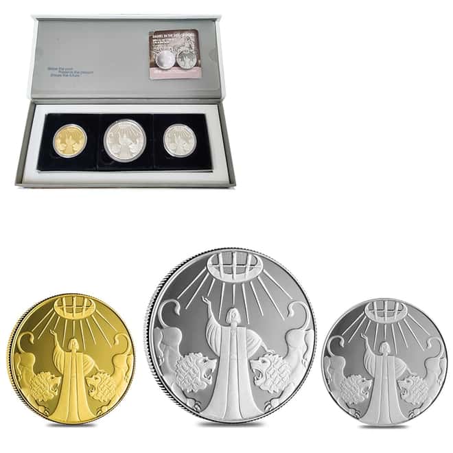 2012 Israel Gold/Silver Daniel in the Den of Lions - Biblical Art 3-Coin Set (w/Box & COA)