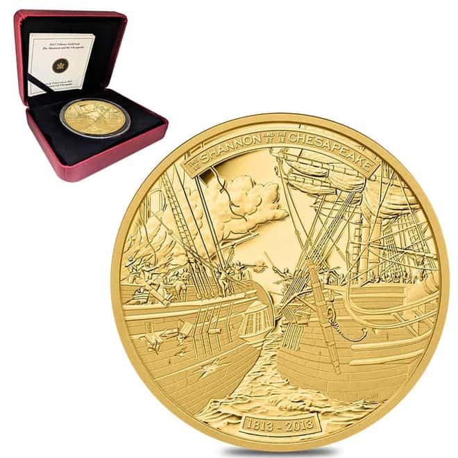 2013 Canada 5 oz Proof Gold HMS Shannon & USS Chesapeake Coin