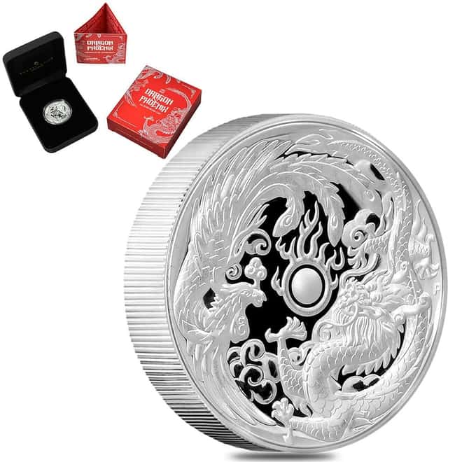 2017 1 oz Dragon & Phoenix High Relief Proof Silver Coin