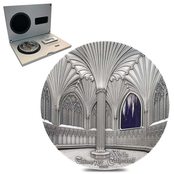2017 Palau 1 Kilo Silver Tiffany Art Wells Cathedral Coin .999 Fine (w/Box)
